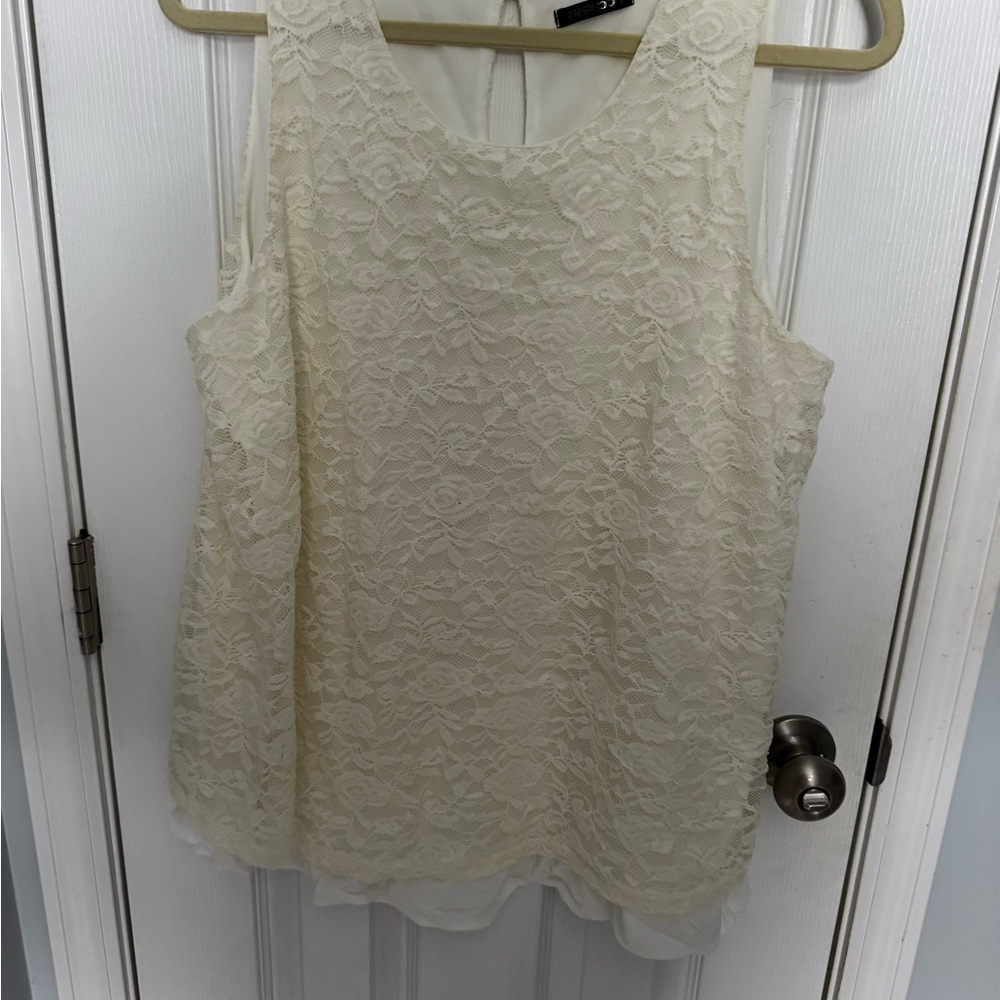 Cream Lace Sleeveless Top